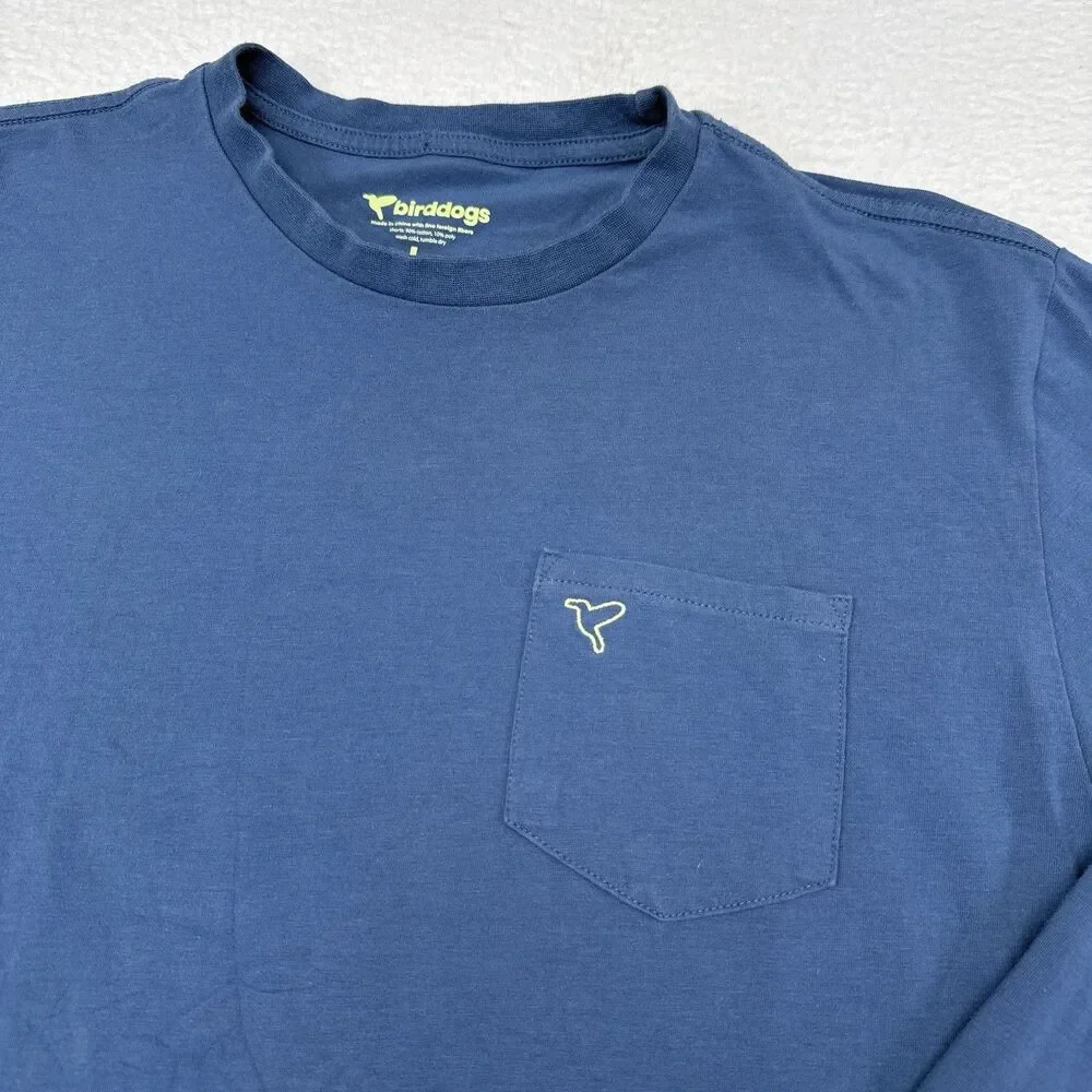 Birddogs Shirt Mens Size Large‎ Blue Long Sleeve Tee Stretch Casual Chest Pocket